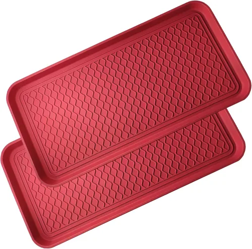 Miniatura 7 de Paquete de 2 alfombrillas de bandeja multifuncionales grandes lavables para interiores o exteriores para zapatos, botas, plantas, macetas, latas