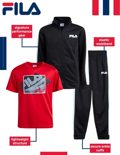 Miniatura 2 de Fila Conjunto deportivo deportivo para niños, sudadera de tricot de 3 piezas, pantalones deportivos, camisa, ropa deportiva para niños (8-12)