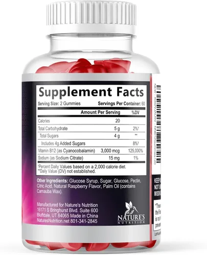 Miniatura 9 de Gomitas energéticas de vitamina B12, 3000 mcg por porción extra fuerte B 12 gomita para metabolismo, apoyo inmunológico, suplementos dietéticos