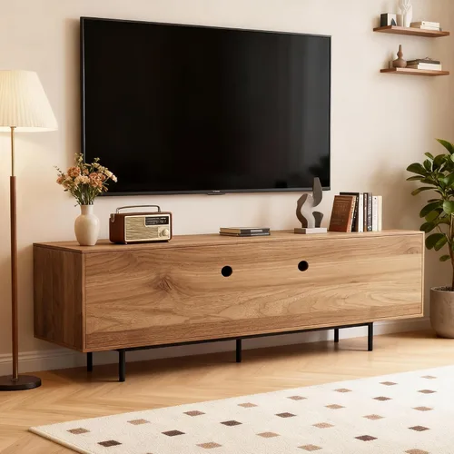 Miniatura 4 de Soporte de TV moderno de mediados de siglo de 70.87 pulgadas, centro de entretenimiento con 4 gabinetes de almacenamiento, mesa consola multimedia