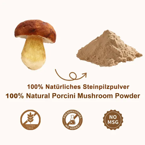 Miniatura 2 de VIGOROUS MOUNTAINS Condimento en Polvo de Hongos Porcini Secos para Cocinar, Salsa en Polvo de Caldo de Carne Sin Sal Añade Sabor y Profundidad