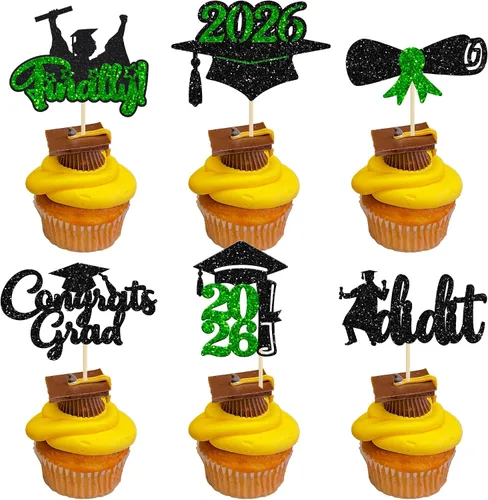 Miniatura 36 de Gyufise 1 paquete de decoración de pastel de graduación 2025 con purpurina de felicitaciones clase de 2025, decoración de pastel de diploma 2025