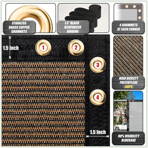 Miniatura 3 de ColourTree - Panel de valla de privacidad de tamaño personalizado, color marrón, 5 x 1 pies, grado comercial, 170 GSM, resistente, bridas