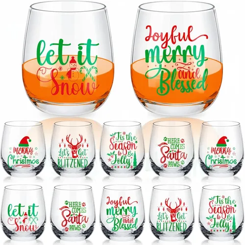 Miniatura 9 de Zhehao 12 vasos de vino sin tallo de Acción de Gracias de 12 onzas, vasos de calabaza y pavo, vasos de vacaciones, regalos ideales para otoño