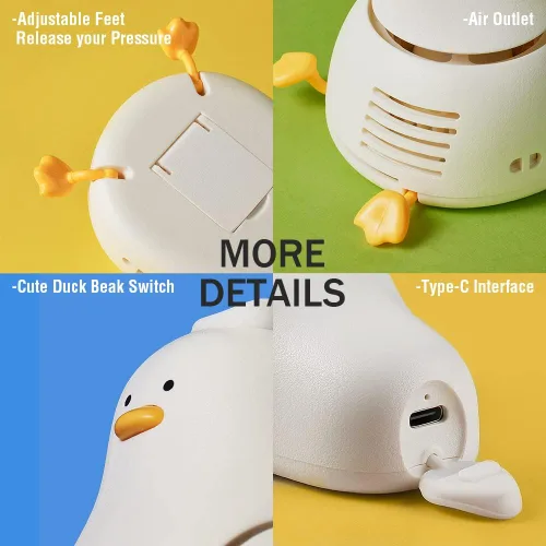 Miniatura 6 de Mini ventilador de cuello personal manos libres/lindo ventilador portátil de pato acostado/ventilador de collar con cordón ajustable, batería