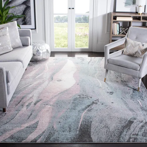 Miniatura 13 de SAFAVIEH Colección Glacier GLA126Q - Alfombra moderna de estilo abstracto, no desprende pelusa, para sala de estar, comedor, dormitorio, recibidor