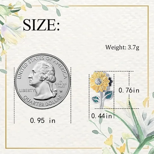 Miniatura 5 de QeenseKc Abalorio de girasol abierto de oro con cuentas de esmalte de flor CZ para Pandora y pulseras europeas