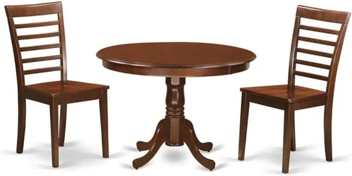 Miniatura 9 de East West Furniture HLML5-MAH-LC - Juego de mesa de comedor de 5 piezas para 4 personas, incluye una mesa de cocina redonda con pedestal y 4 sillas