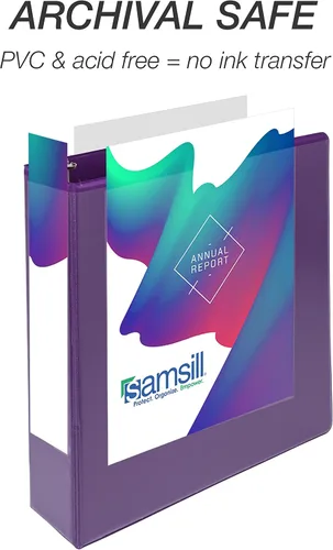 Miniatura 252 de Samsill - Carpeta duradera de 5 pulgadas, fabricada en los Estados Unidos, con anillos en D, transparente y personalizable, color blanco