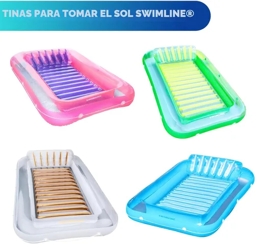 Miniatura 7 de SWIMLINE Original Suntan Tub Series Classic Inflatable Tanning Float Floating Lounge Personal Tan Pool Hybrid Lounger Adjustable Pillow Fill