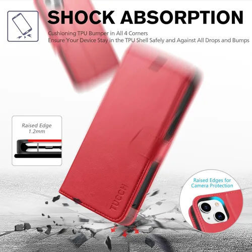 Miniatura 6 de TUCCH Funda tipo cartera para iPhone 13 de 6.1 pulgadas 5G, [Bloqueo RFID] Soporte con ranuras para tarjetas