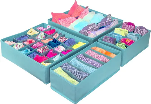 Miniatura 2 de Conjunto de 4 separadores de cajones plegables Sorbus, cajas de almacenamiento, organizadores de clóset, organizador para debajo de la cama