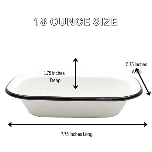 Miniatura 2 de TableCraft 80013 Colección Enamelware - Bandeja para servir, blanca con borde negro, porcelana sobre acero, del horno a la mesa, camping, casa