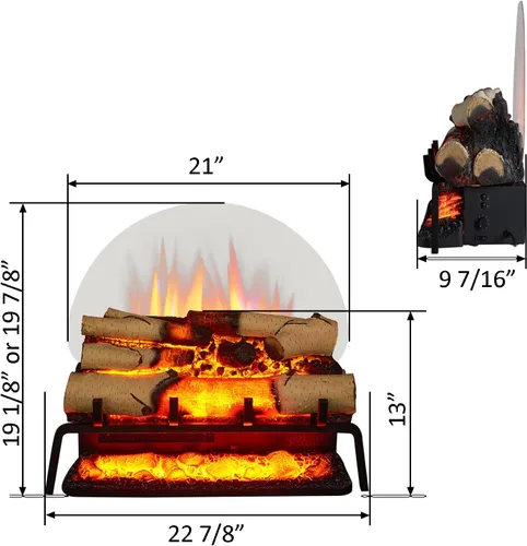 Miniatura 5 de LegendFlame - Juego de troncos de abedul blanco de 23 pulgadas de ancho (EF290A-WB), inserto de chimenea, calentador de 750 W/1500 W, sonido