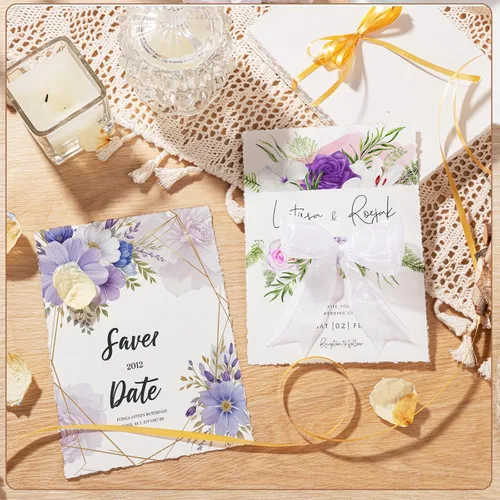 Miniatura 6 de 50 hojas de papel de borde deckled de 5 x 7 pulgadas, papel de acuarela rugoso/texturizado de 160 GSM, hecho a mano, para invitaciones de boda