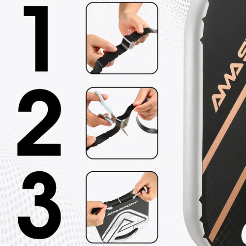 Miniatura 3 de PICKLETECH Cinta de protección de pala de pickleball – Protector de borde de cabeza de paleta – Cinta de protección de borde de raqueta ajuste