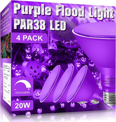 Miniatura 9 de Gonhom PAR38 - Luces de inundación para exteriores, bombillas LED regulables, 20 W (equivalente a 200 W), base E26, porche al aire libre, Rojo