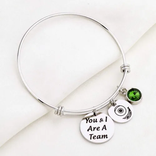 Miniatura 3 de KUIYAI Sulley and Mike Inspired You and I are A Team Bracelet with Monster Charm Fan Movie Team Gift Best Friend Metal