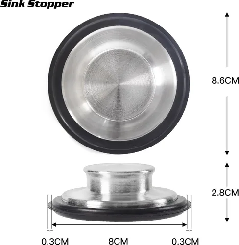 Miniatura 2 de CORNERJOY Colador de cesta de fregadero de cocina de acero inoxidable resistente con borde de 4.5 pulgadas de diámetro y tapón de fregadero