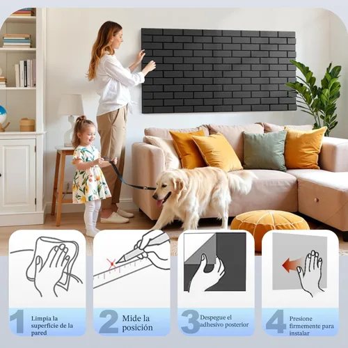 Miniatura 6 de ArtVivid Paquete de 12 paneles acústicos, 12 x 12 x 0.4 pulgadas, autoadhesivos, patrón de ladrillo 3D, paneles de pared decorativos para amortiguar
