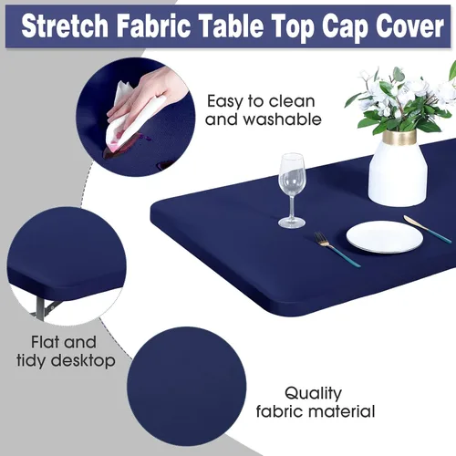 Miniatura 4 de CHENGU Mantel de elastano, ajustable, elástico, ajustable, para mesa de picnic, lavable, plegable, mantel rectangular de poliéster para fiesta