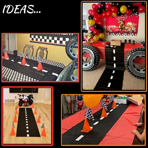 Miniatura 5 de 4E's Novelty Juego de 38 piezas – 12 conos de tráfico con agujero en la parte superior, 24 banderas a cuadros, corredor de suelo – para suministros