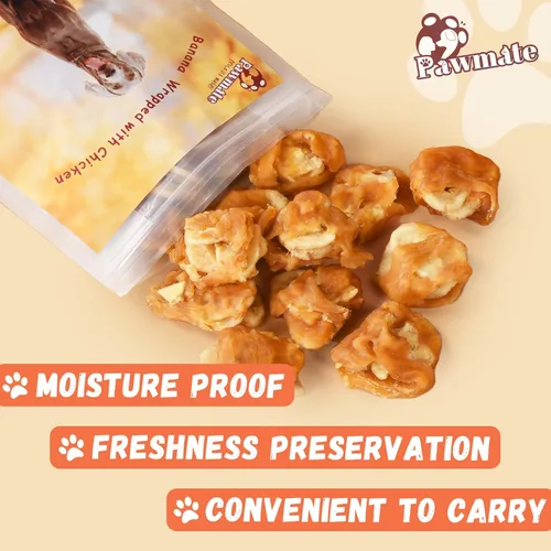 Miniatura 6 de Pawmate Dog Treats - Rebanadas de plátano envueltas en pollo con 1% de taurina, aperitivos de entrenamiento saludables ricos en fibra natural