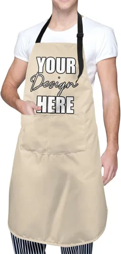 Miniatura 10 de AmaPark Delantal personalizado impermeable con bolsillos personalizados divertidos delantales de chef para cocinero Jaspeado Oscuro