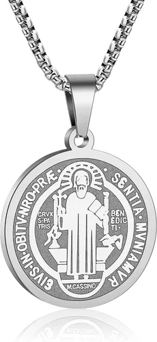Miniatura 53 de Collar de patrón de santo, San Miguel/Virgen María/Rafael/Judá/Cristóbal/Benedicto/José/Patricio/Francisco/Florián/Tomás/Antonio, acero inoxidable