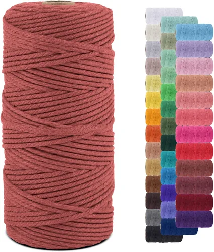 Miniatura 71 de Cuerda de macramé de 0.079 in para 219 yardas, cuerda de algodón natural para manualidades, hilo de cuerda de macramé de colores para colgar