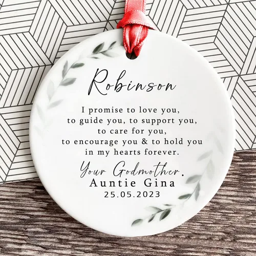 Miniatura 19 de Recuerdos personalizados de adorno de Navidad para bebé, regalos de bebé que llegan, adornos de cerámica para árbol de Navidad, adornos de primera