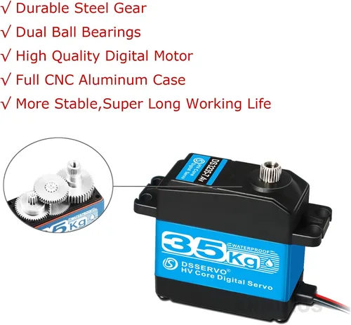 Miniatura 2 de 77.2 lbs RC Digital Servo 7.4v Dirección servo Motor 25T Full Metal Gear High Torque de alta velocidad impermeable para 1/8 1/10 1/12 RC Cars