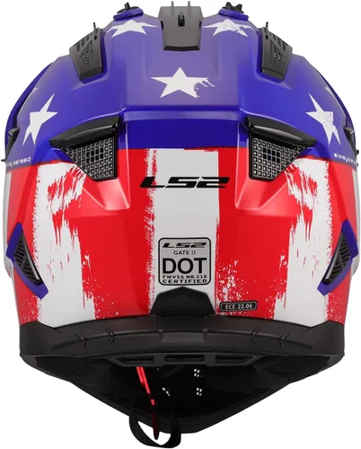 Miniatura 4 de LS2 Helmets Gate II - Casco integral para motocicleta MX Cicatriz de batalla brillante rojo/blanco/azul