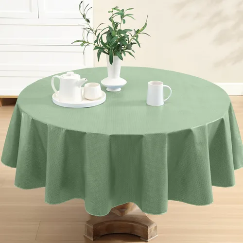 Miniatura 21 de Newbridge Basketweave - Mantel con parte trasera de franela de vinilo de color sólido, aspecto texturizado de tejido de cesta, mantel impermeable
