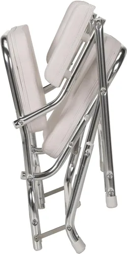 Miniatura 4 de Seachoice Silla de cubierta plegable, blanco, vinilo marino, se pliega para un fácil almacenamiento