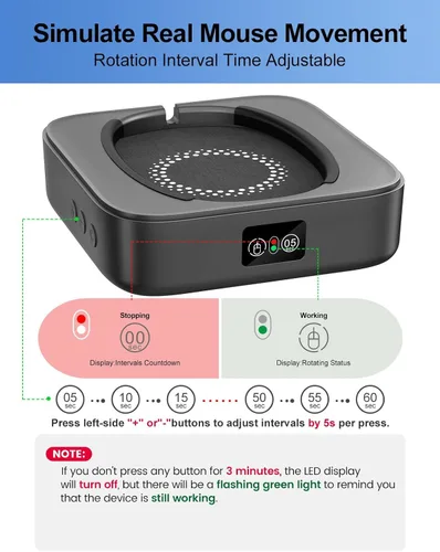 Miniatura 3 de Meatanty Mover de Ratón Indetectable, Dispositivo de Jiggle de Ratón Supersilencioso Se Mueve Al Azar, Agitador Sacudidor Automático Risueño