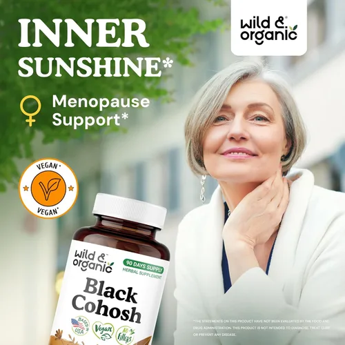 Miniatura 2 de Wild & Organic Cápsulas de cohosh negro de 540 mg - Suplementos de menopausia para mujeres - Cohosh negro para mujeres - Hierba Actaea Racemosa - 90