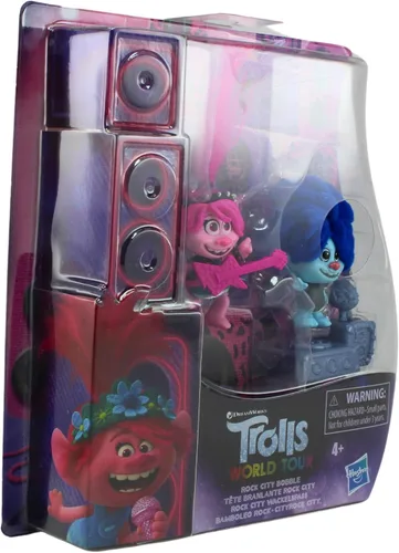 Miniatura 5 de DreamWorks Trolls World Tour Rock City Bobble con 2 figuras, 1 con base Bobble Action Plus, juguete inspirado en The Movie Trolls World Tour