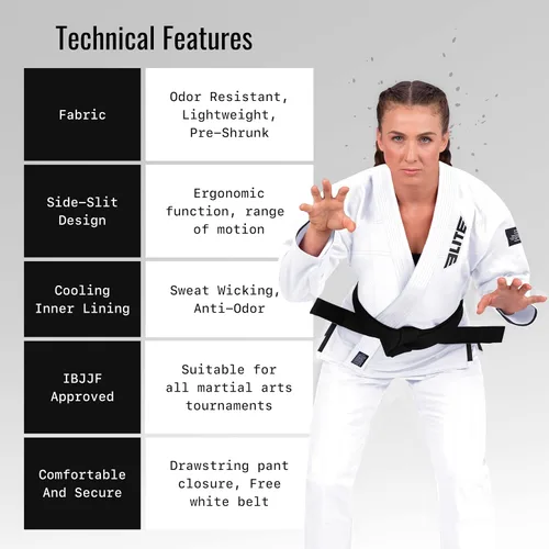 Miniatura 3 de Elite Sports Ultra ligero BJJ GI para mujer - IBJJF Jiu-Jitsu GI para niñas y mujeres (consulte la guía especial de tallas)