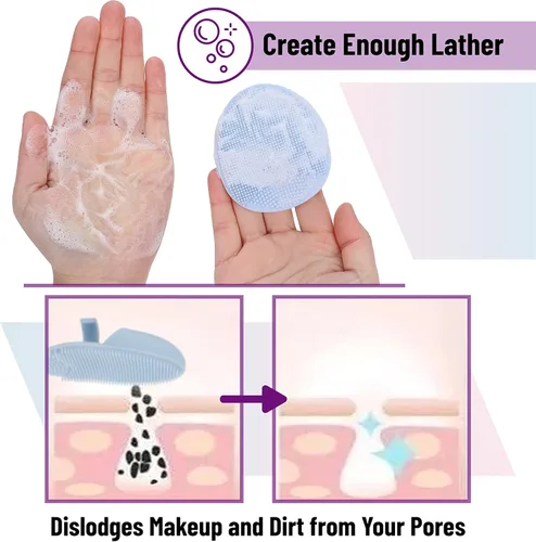 Miniatura 6 de Slick- Cepillo de limpieza facial de silicona, paquete de 4, exfoliante facial de silicona, exfoliante facial, limpiador facial para cepillo
