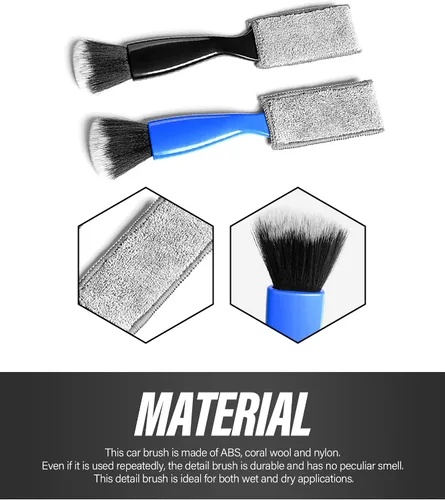 Miniatura 6 de Universal 2 en 1 plumero para limpieza de coche, herramienta de cepillo de coche, cepillo de doble cabeza, cepillo de detalles interiores de auto