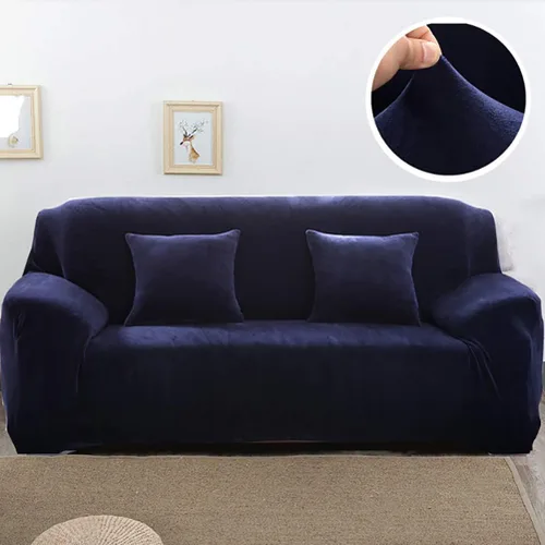 Miniatura 5 de Funda de terciopelo ultra suave para sofá de colores lisos, elastano elástico para sofá biplaza protección de muebles, fundas antideslizantes a