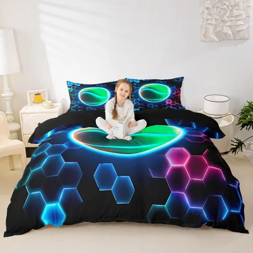Miniatura 23 de Erosebridal Sports Duvet Cover Football Patchwork Bedding Sets, Geometric Ball Pattern Bed Cover Rugby Game Bed Set Twin