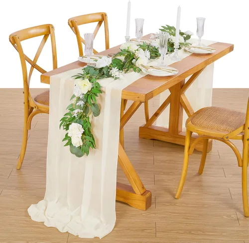 Miniatura 13 de Camino de mesa de gasa morado claro de 10 pies, paquete de 10 guirnaldas de gasa para boda, despedida de soltera, fiesta, tela transparente