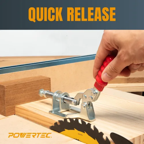 Miniatura 2 de POWERTEC Abrazaderas de palanca de 2 unidades, capacidad de sujeción de 300 libras, abrazadera de empuje y tracción de liberación rápida 302F