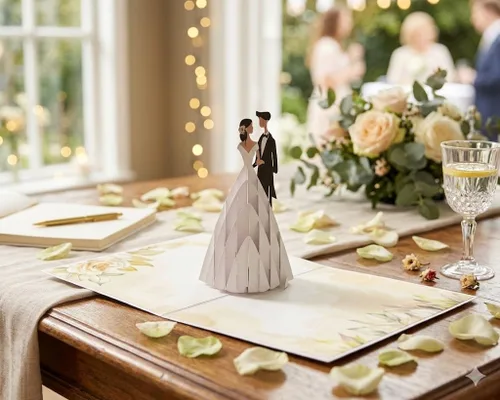 Miniatura 3 de Tarjeta de boda desplegable 3D – Tarjeta de felicitación hecha a mano para novia y novio para boda, compromiso, aniversario o despedida de soltera