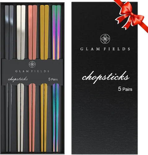 Miniatura 11 de GLAMFIELDS Palillos Reutilizables de Madera Natural Japonesa 5 Pares Estilo Clásico Ligeros Tallados a Mano Seguros Palillos 8.8 Pulgadas/22.5cm