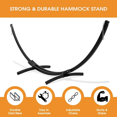 Miniatura 2 de Lazy Daze Hammocks Soporte de hamaca de arco de acero resistente de 12 pies con mosquetón y cadena, soporte curvado resistente a la intemperie