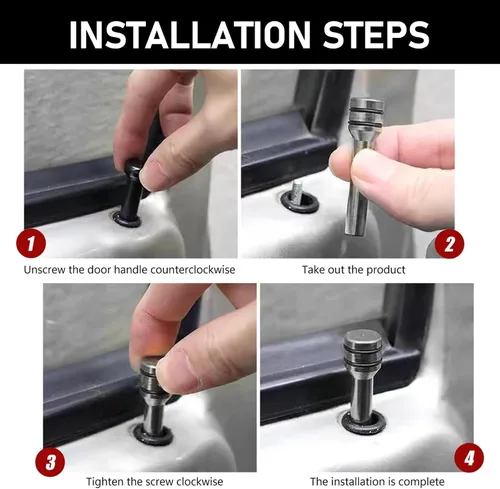 Miniatura 6 de gunhunt Paquete de 4 pomos para cerradura de puerta de automóvil, pasadores de aleación de aluminio para cerradura de puerta interior, kits plateado
