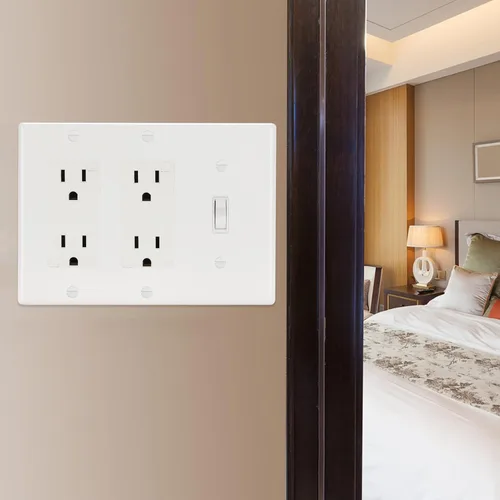 Miniatura 7 de Bates - Placa de pared combinada, paquete de 2, palanca simple/decoración doble, placa de cubierta de interruptor de luz blanca Blanco
